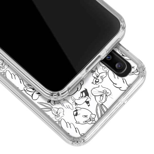 Looney Tunes Looney Squad Black and White Grid Galaxy A30 Clear Case