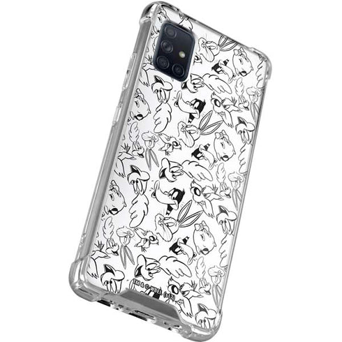Looney Tunes Looney Squad Black and White Grid Galaxy A51 5G Clear Case