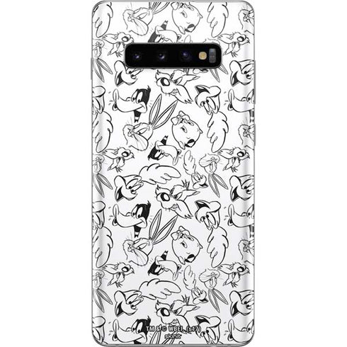 Looney Tunes Looney Squad Black and White Grid Galaxy S10 Plus Skin