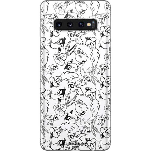 Looney Tunes Looney Squad Black and White Grid Galaxy S10 Skin