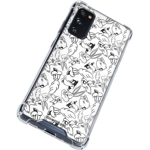 Looney Tunes Looney Squad Black and White Grid Galaxy S20 FE Clear Case
