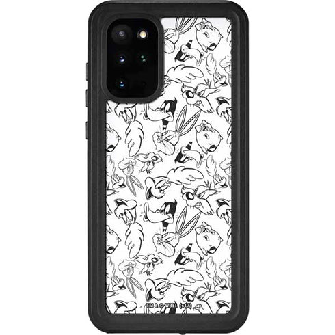 Looney Tunes Looney Squad Black and White Grid Galaxy S20 Plus Waterproof Case