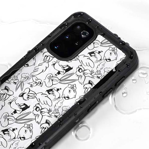 Looney Tunes Looney Squad Black and White Grid Galaxy S20 Plus Waterproof Case