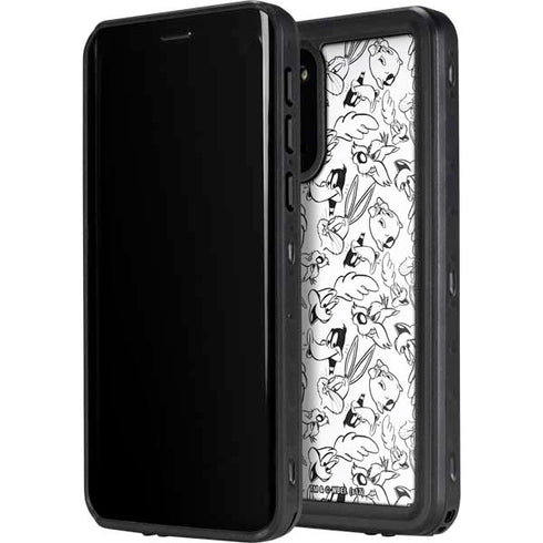 Looney Tunes Looney Squad Black and White Grid Galaxy S20 Waterproof Case