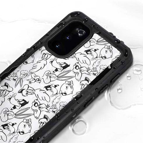 Looney Tunes Looney Squad Black and White Grid Galaxy S20 Waterproof Case