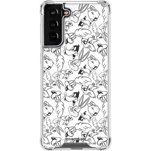 Looney Tunes Looney Squad Black and White Grid Galaxy S21 FE Clear Case