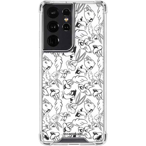 Looney Tunes Looney Squad Black and White Grid Galaxy S21 Ultra 5G Clear Case