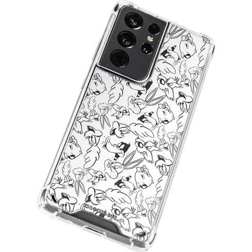 Looney Tunes Looney Squad Black and White Grid Galaxy S21 Ultra 5G Clear Case