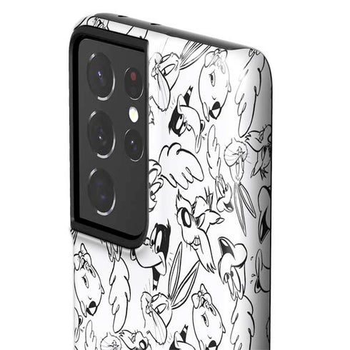 Looney Tunes Looney Squad Black and White Grid Galaxy S21 Ultra 5G Pro Case