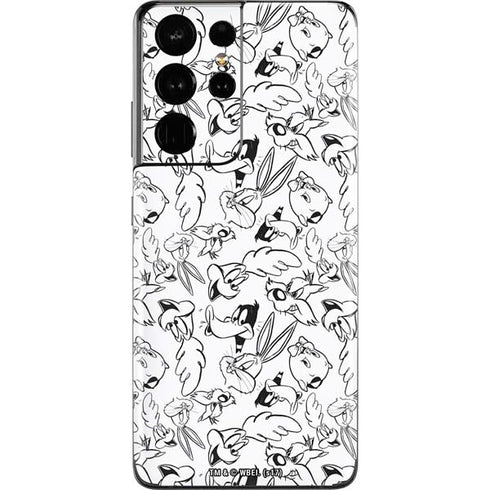 Looney Tunes Looney Squad Black and White Grid Galaxy S21 Ultra 5G Skin