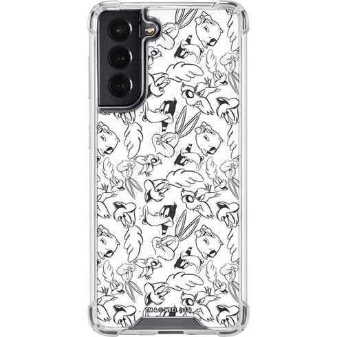 Looney Tunes Looney Squad Black and White Grid Galaxy S22 Clear Case