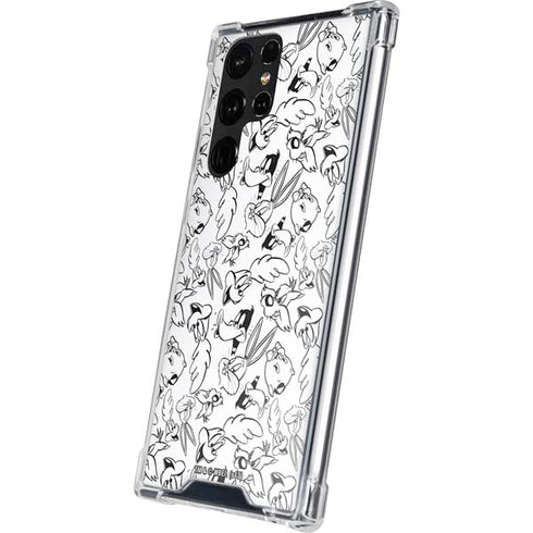 Looney Tunes Looney Squad Black and White Grid Galaxy S22 Ultra Clear Case