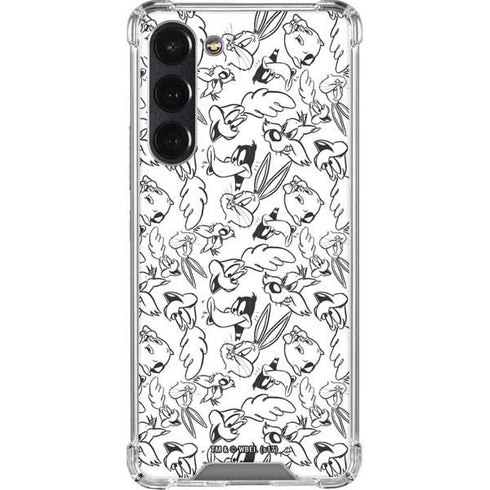 Looney Tunes Looney Squad Black and White Grid Galaxy S23 Plus Clear Case