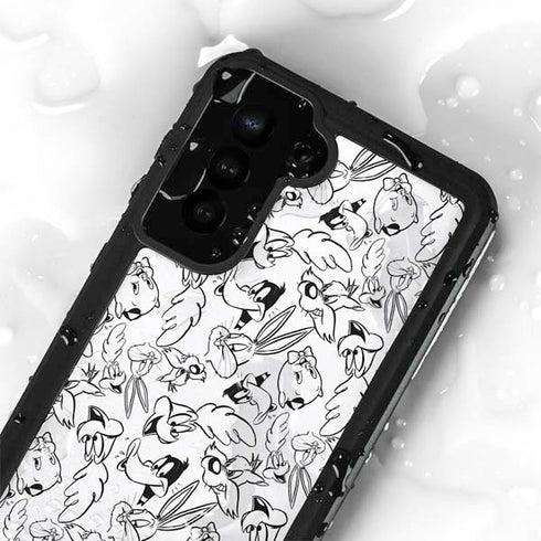Looney Tunes Looney Squad Black and White Grid Galaxy S23 Plus Waterproof Case