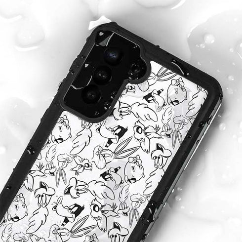 Looney Tunes Looney Squad Black and White Grid Galaxy S23 Waterproof Case