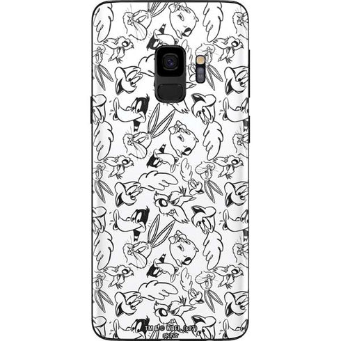 Looney Tunes Looney Squad Black and White Grid Galaxy S9 Skin