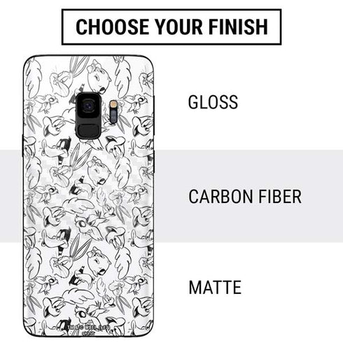 Looney Tunes Looney Squad Black and White Grid Galaxy S9 Skin