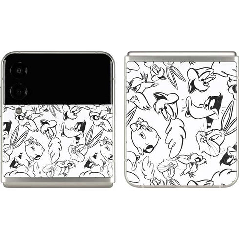 Looney Tunes Looney Squad Black and White Grid Galaxy Z Flip3 5G Skin