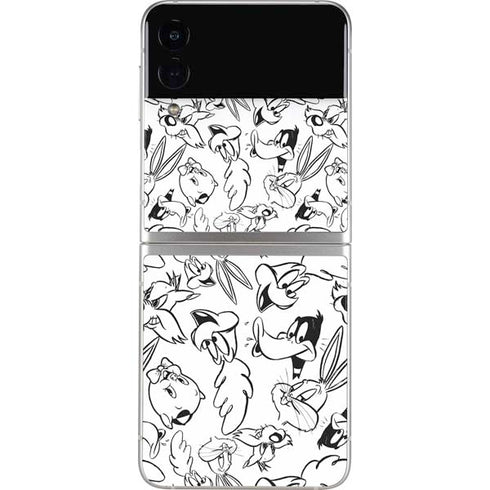 Looney Tunes Looney Squad Black and White Grid Galaxy Z Flip3 5G Skin