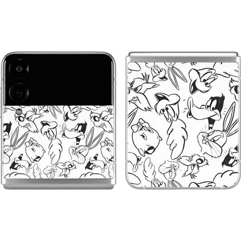 Looney Tunes Looney Squad Black and White Grid Galaxy Z Flip4 5G Skin