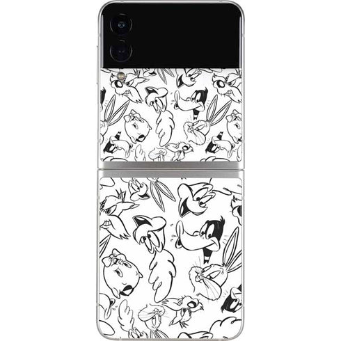 Looney Tunes Looney Squad Black and White Grid Galaxy Z Flip4 5G Skin