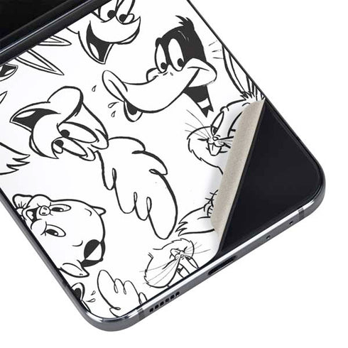 Looney Tunes Looney Squad Black and White Grid Galaxy Z Flip5 5G Skin