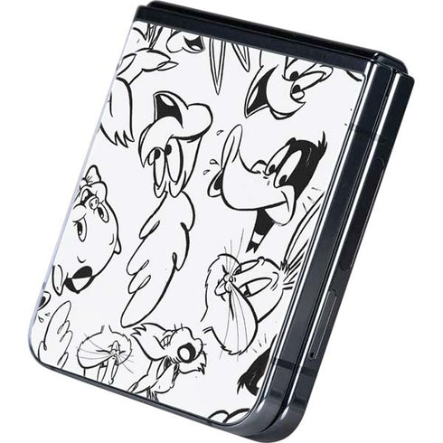 Looney Tunes Looney Squad Black and White Grid Galaxy Z Flip5 5G Skin