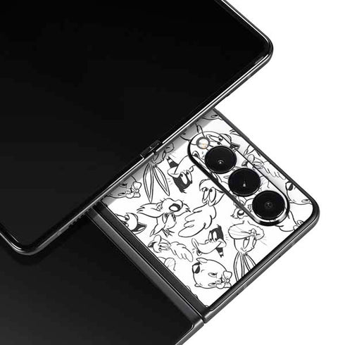 Looney Tunes Looney Squad Black and White Grid Galaxy Z Fold3 5G Skin