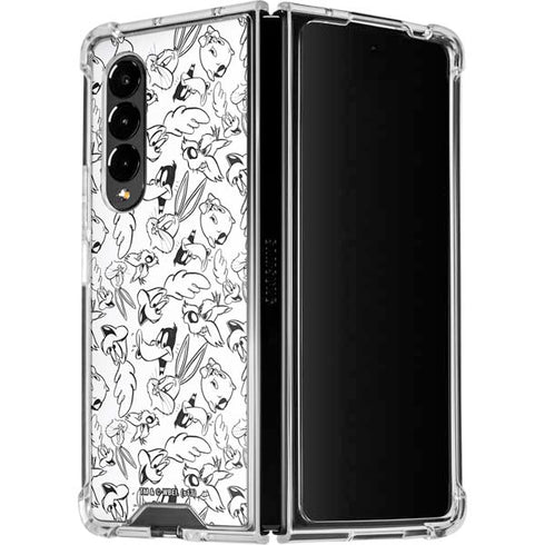 Looney Tunes Looney Squad Black and White Grid Galaxy Z Fold4 5G Clear Case