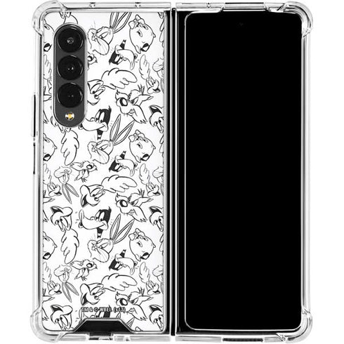 Looney Tunes Looney Squad Black and White Grid Galaxy Z Fold4 5G Clear Case