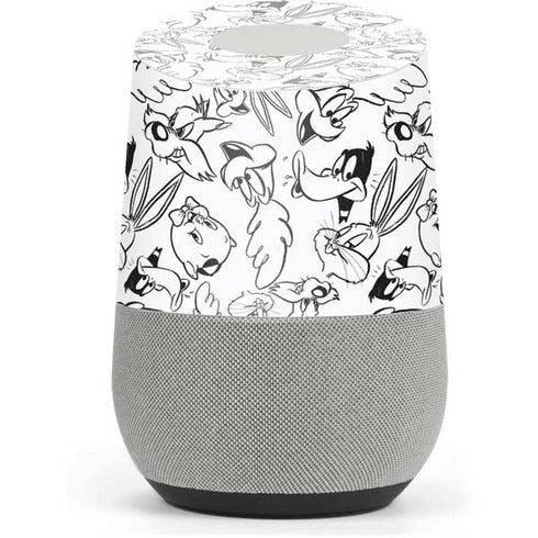Looney Tunes Looney Squad Black and White Grid Google Home Skin