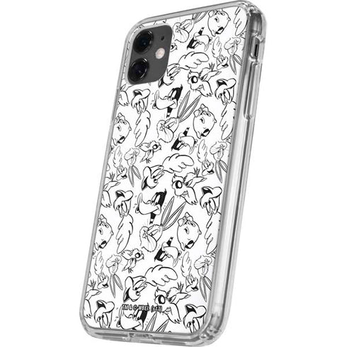 Looney Tunes Looney Squad Black and White Grid iPhone 11 Clear Case