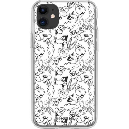 Looney Tunes Looney Squad Black and White Grid iPhone 11 Clear Case