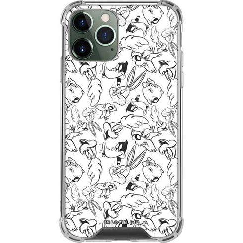 Looney Tunes Looney Squad Black and White Grid iPhone 11 Pro Max Clear Case