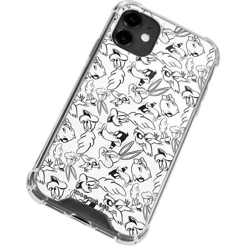 Looney Tunes Looney Squad Black and White Grid iPhone 12 Clear Case