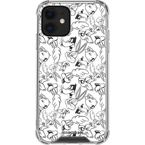 Looney Tunes Looney Squad Black and White Grid iPhone 12 Mini Clear Case