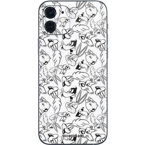 Looney Tunes Looney Squad Black and White Grid iPhone 12 Mini Skin