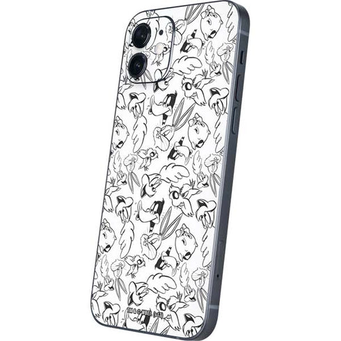 Looney Tunes Looney Squad Black and White Grid iPhone 12 Mini Skin