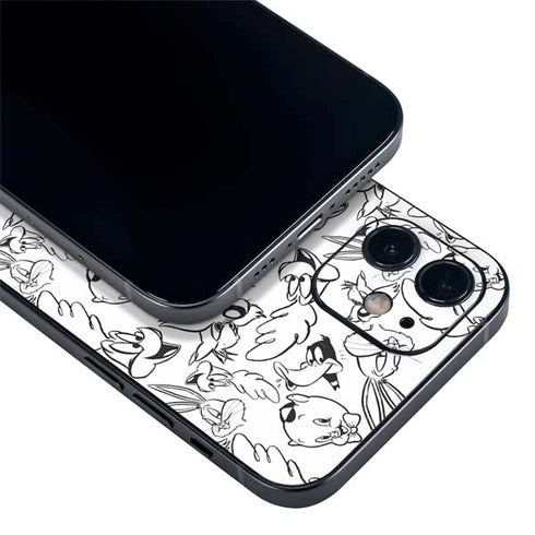 Looney Tunes Looney Squad Black and White Grid iPhone 12 Mini Skin
