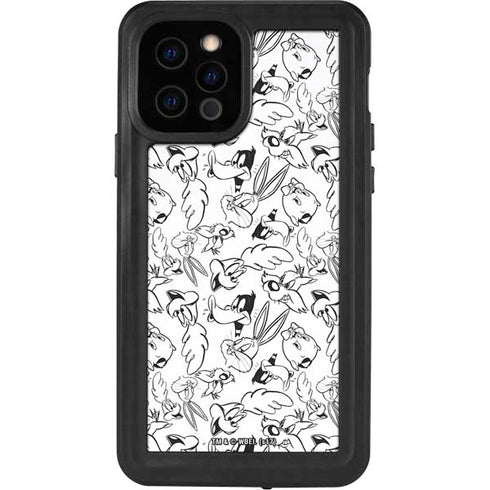 Looney Tunes Looney Squad Black and White Grid iPhone 12 Pro Waterproof Case