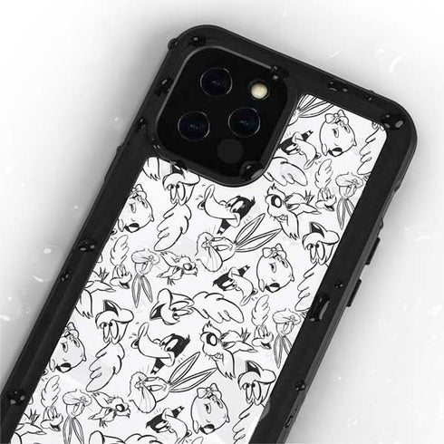 Looney Tunes Looney Squad Black and White Grid iPhone 12 Pro Waterproof Case
