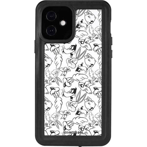 Looney Tunes Looney Squad Black and White Grid iPhone 12 Waterproof Case