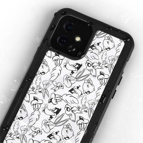 Looney Tunes Looney Squad Black and White Grid iPhone 12 Waterproof Case
