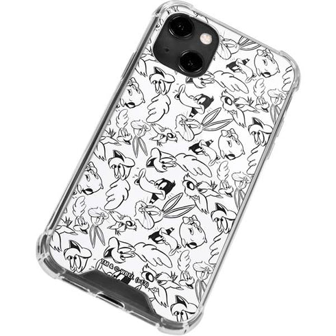 Looney Tunes Looney Squad Black and White Grid iPhone 13 Clear Case