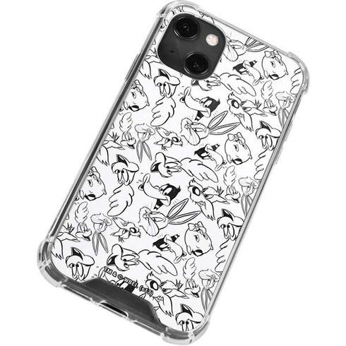 Looney Tunes Looney Squad Black and White Grid iPhone 13 Mini Clear Case