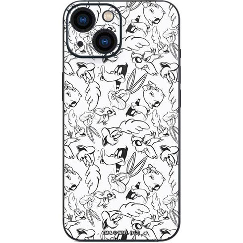 Looney Tunes Looney Squad Black and White Grid iPhone 13 Mini Skin