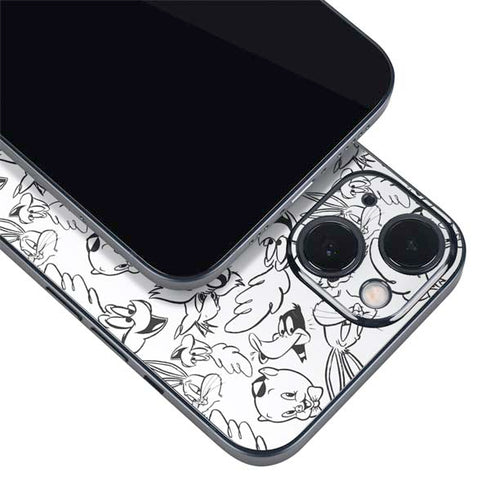 Looney Tunes Looney Squad Black and White Grid iPhone 13 Mini Skin