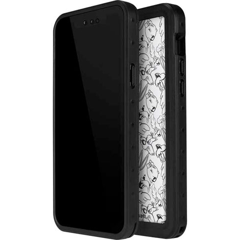 Looney Tunes Looney Squad Black and White Grid iPhone 13 Mini Waterproof Case