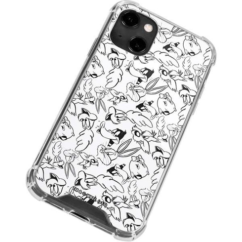 Looney Tunes Looney Squad Black and White Grid iPhone 14 Clear Case