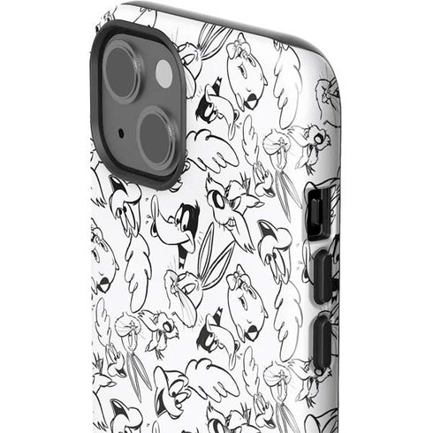 Looney Tunes Looney Squad Black and White Grid iPhone 15 Plus Impact Case